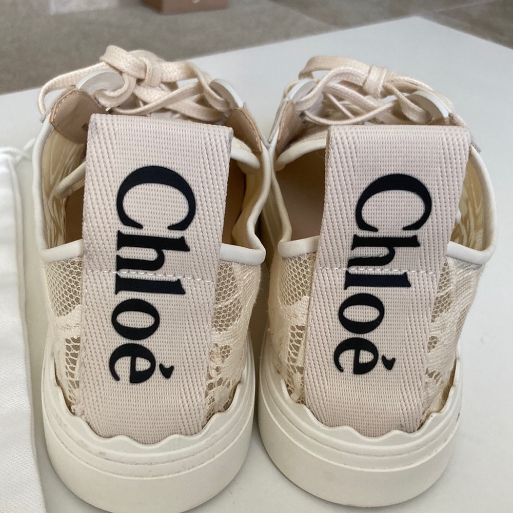 Chloe Lauren beige lace sneaker